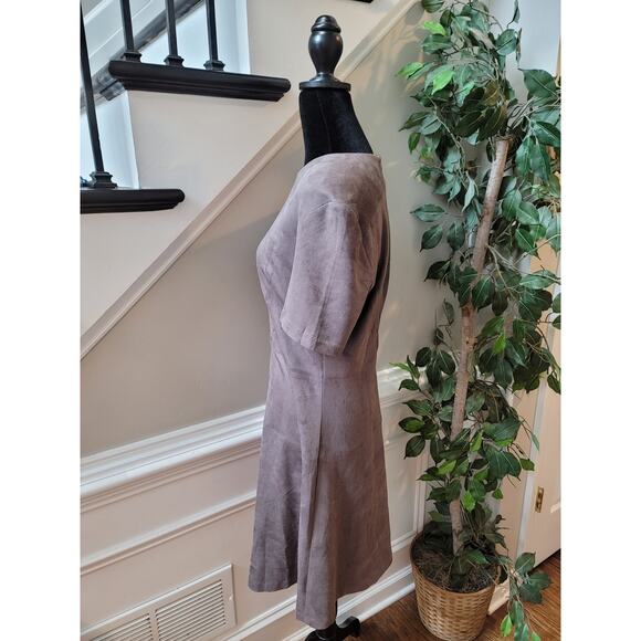 Fate Faux Suede Dress Womens Medium Taupe Polyester Blend Short Sleeve - Picture 3 of 12